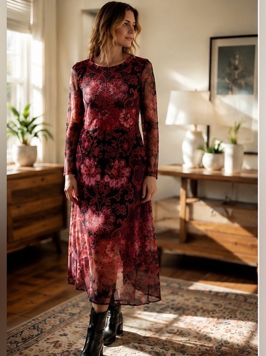 Johnny Was Dresses & Skirts - Jade by Johnny Was Tulus Mesh Midi Dress XS Scilla Floral Sheer Overlay